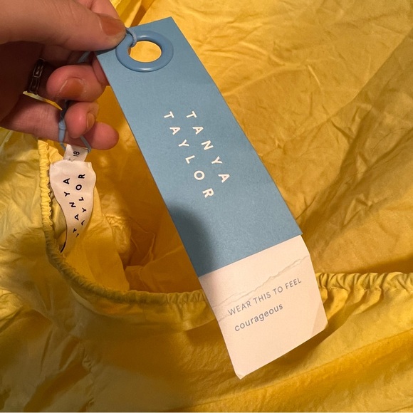 NWT Tanya Taylor Carly Dress Yellow Open Back Puff Sleeve - Picture 7 of 9